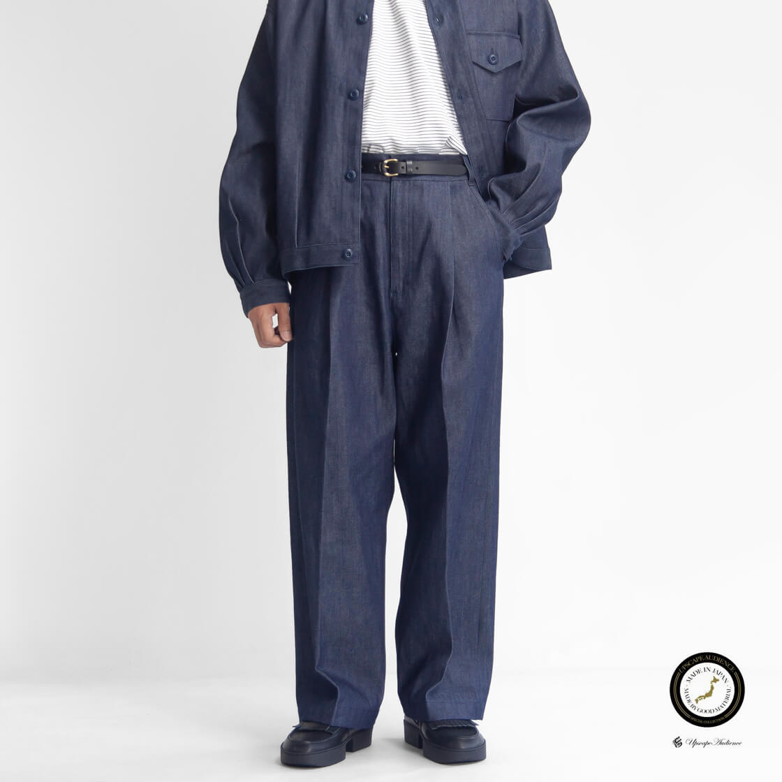 Upscape Audience オーディエンス 11オンスセルヴィッチデニム　1タック バレルパンツ セットアップ対応 日本製 メンズ