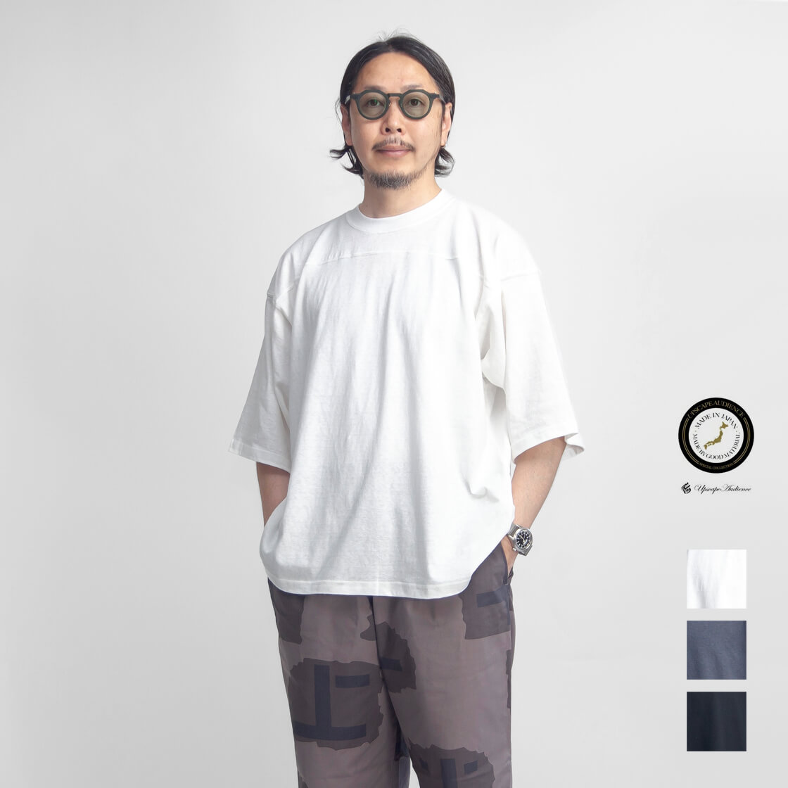 Upscape Audience オーディエンス MVS天竺 モックネック リンガーTシャツ 日本製 メンズ