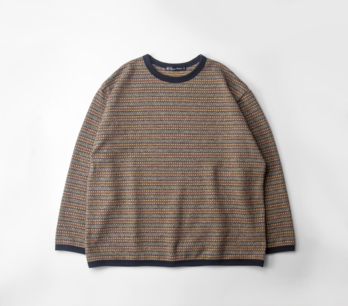 Upscape Audience オーディエンス ジャズネップ ジャカード クルーネック マルチボーダー ニットソー ロンT 日本製 メンズ