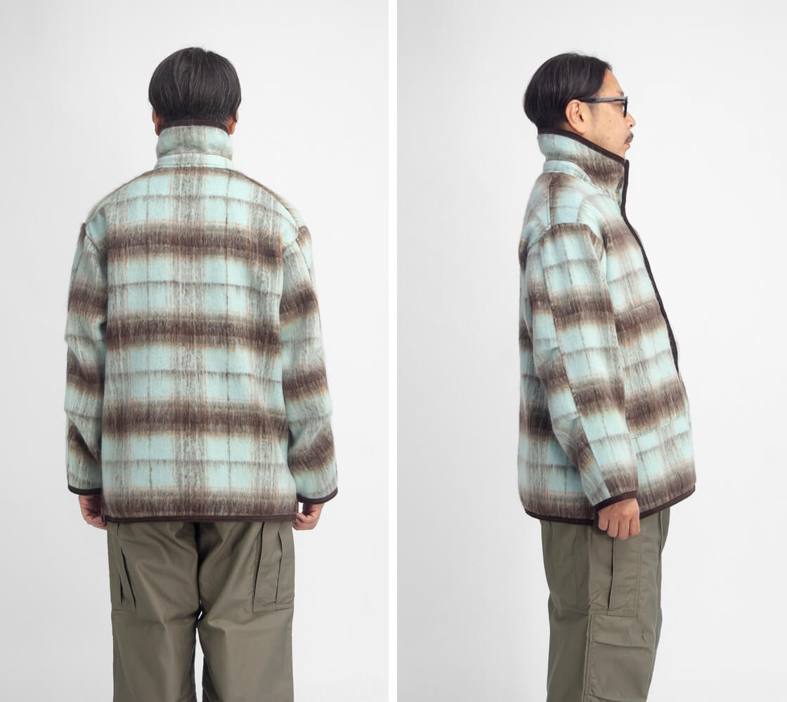 【& ellecy】　シャギー　チェック　スタジャン　新品　タグ付き & ellecy】 シャギー チェック スタジャン 新品 タグ付き - メルカリ