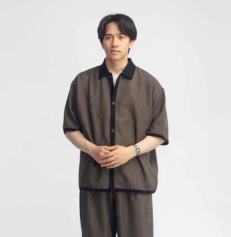 Upscape Audience オーディエンス LANATEC ラナテック 5分袖ポロカーディガン 日本製 メンズ