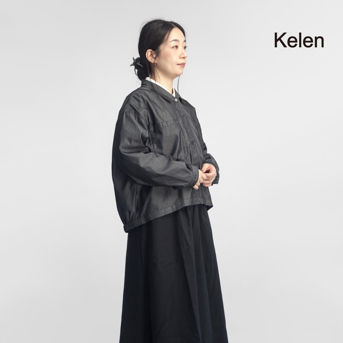 KELEN ケレン BETY 長袖 ライトデニム シャツ 接触冷感 レギュラーカラー レディース