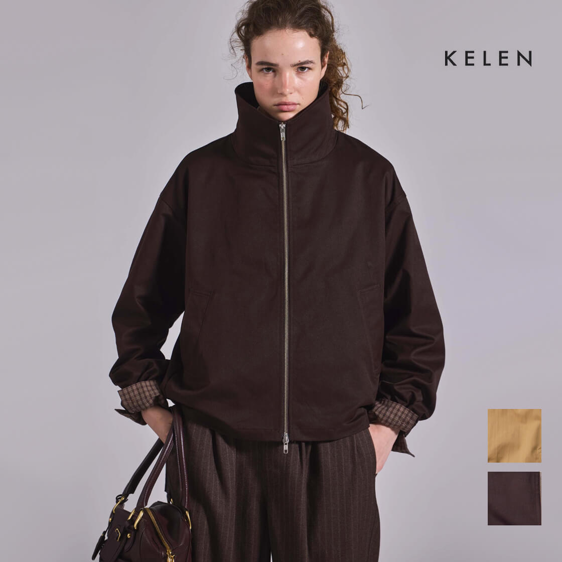 KELEN ケレン CELL ハイネック スタンドカラーブルゾン ダブルジップ レディース