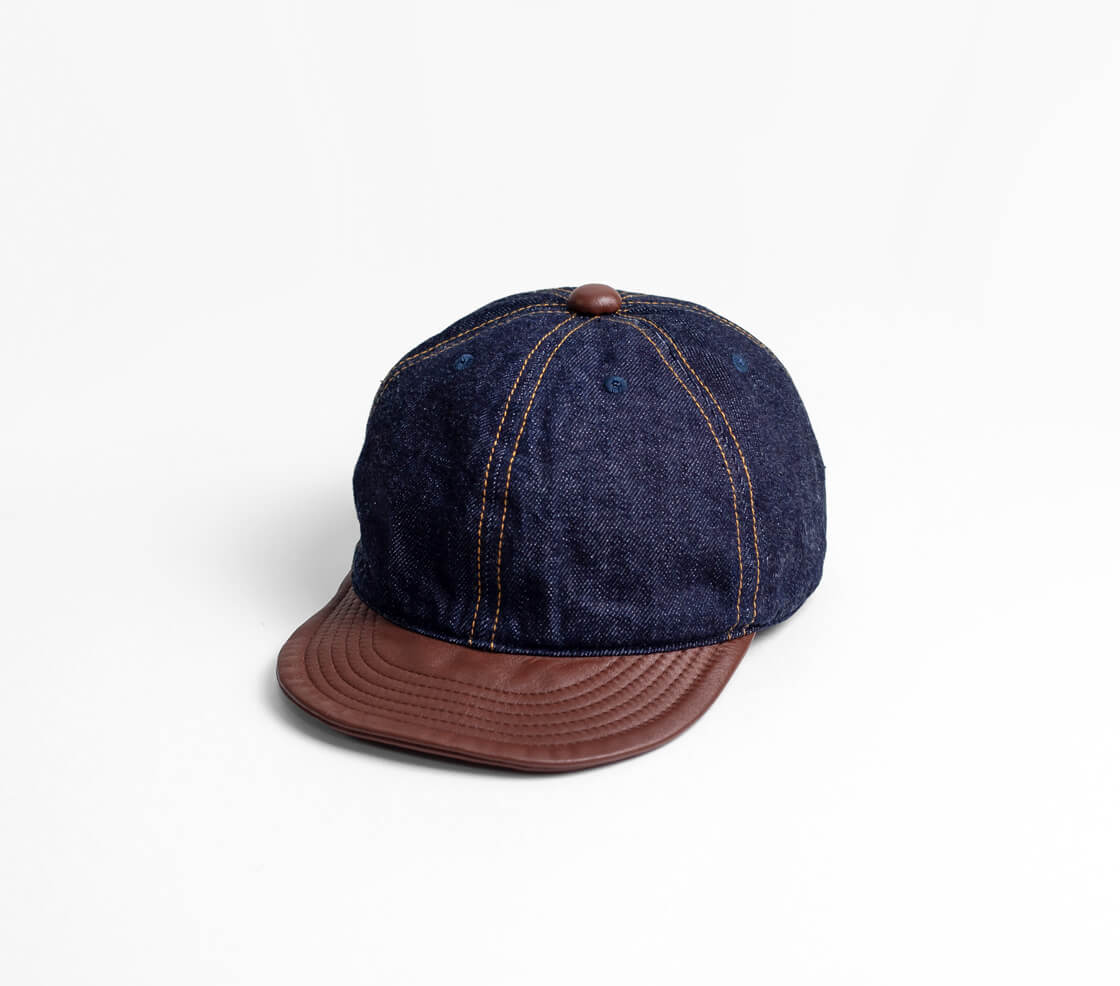 HIGHER ハイヤー セルヴィッチデニム×本革レザーブリム キャップ 帽子 日本製 メンズ レディース ユニセックス
