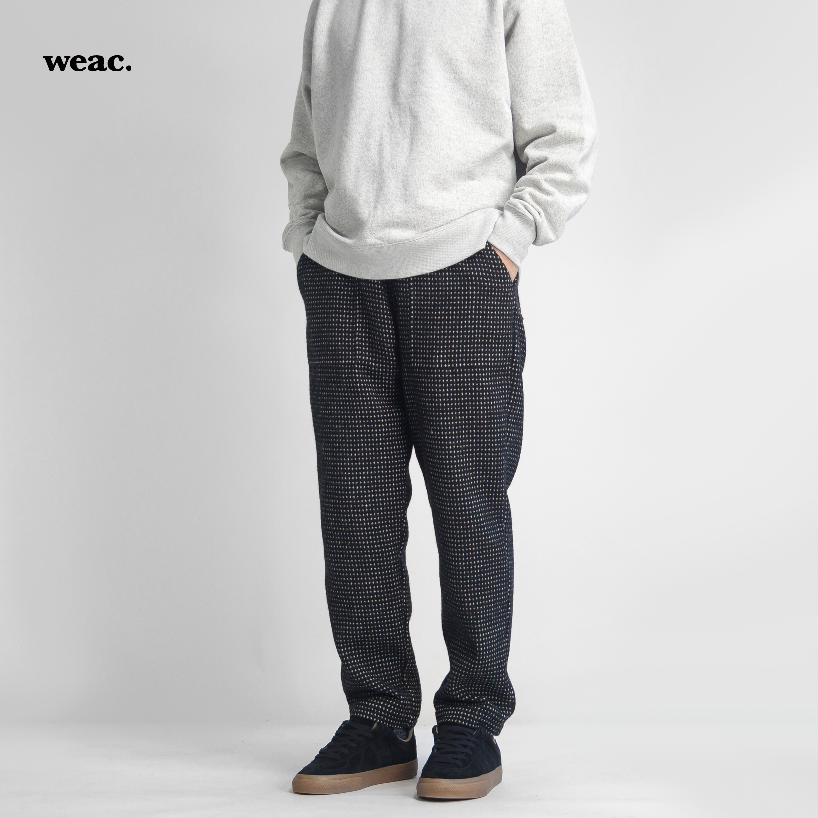 weac. ウィーク ブラックドット ウール イージーファティーグパンツ 日本製 メンズ