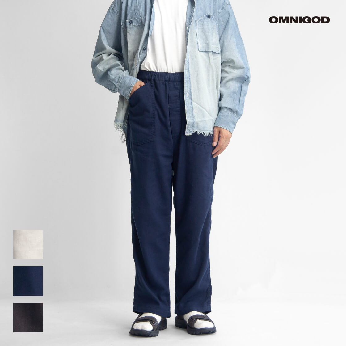 OMNIGOD オムニゴッド リネンコットンツイル PWイージーパンツ 日本製 メンズ
