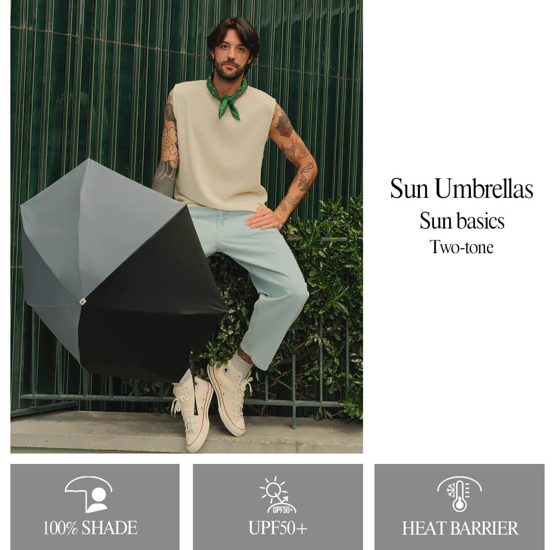 ANATOLE アナトール 完全遮光 晴雨兼用 折りたたみ傘 日傘 TWO TONE UPF50+ 遮光100% 軽量 UVカット メンズ レディース