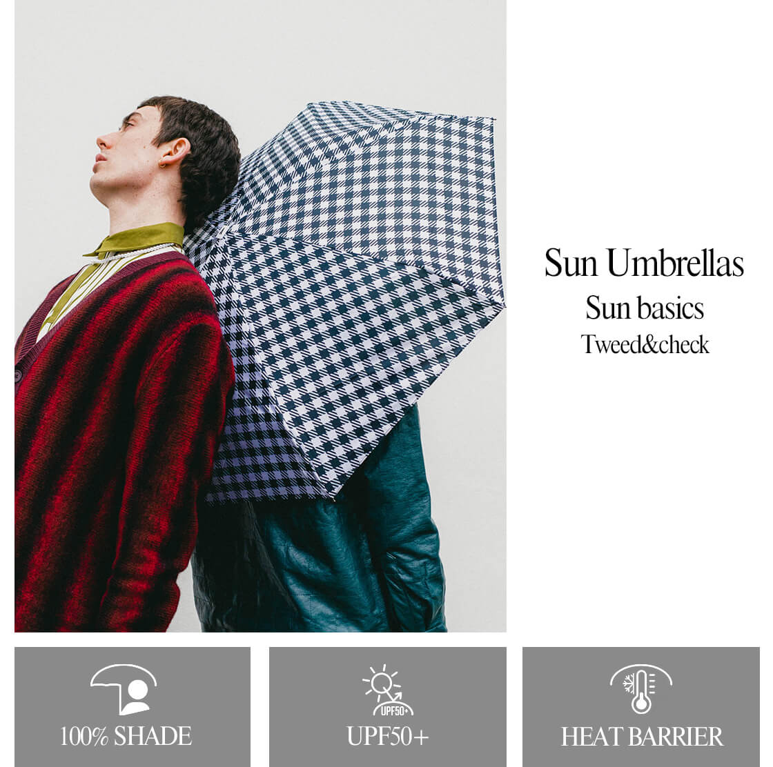 ANATOLE アナトール 完全遮光 晴雨兼用 折りたたみ傘 日傘 TWEED&CHECK UPF50+ 遮光100% 軽量 UVカット メンズ レディース