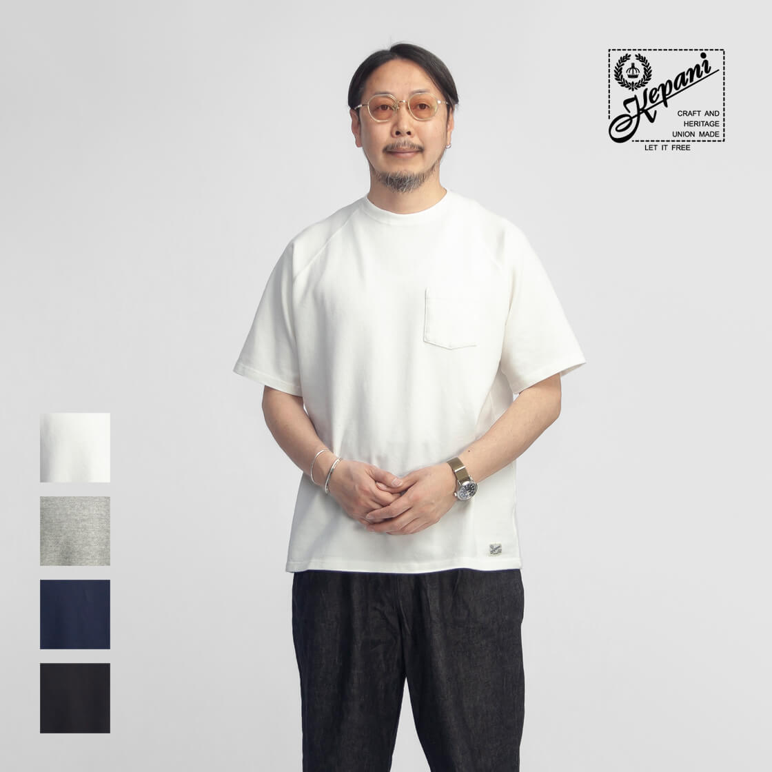 Kepani ケパニ スウェーデン鹿の子 ラグランスリーブTシャツ 日本製 メンズ