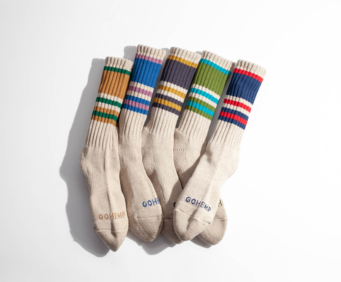 AnonymousIsm アノニマスイズム GOHEMP ゴーヘンプ ランダムラインパイル 麻 クルーソックス 日本製 靴下 メンズ