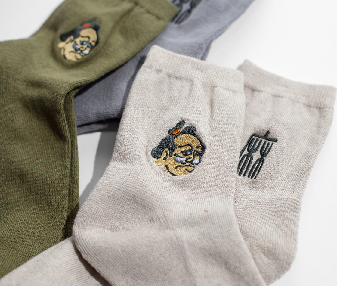 AnonymousIsm アノニマスイズム GOHEMP ゴーヘンプ ワンポイント刺繍パイル 麻 クォーターソックス 日本製 靴下 メンズ