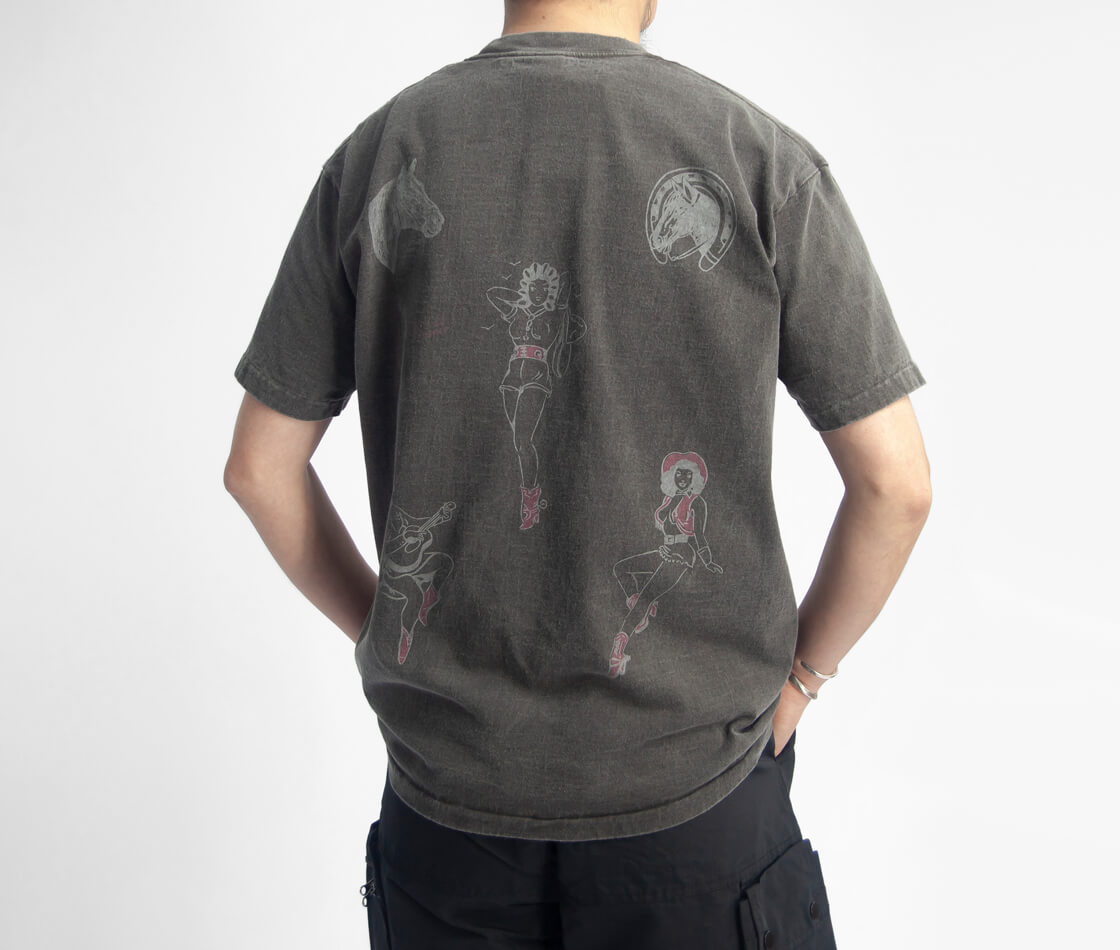 UUnison Special ユニゾンスペシャル ジャイアント チューブ ピグメント テキサス プリントTシャツ 日本製 メンズ