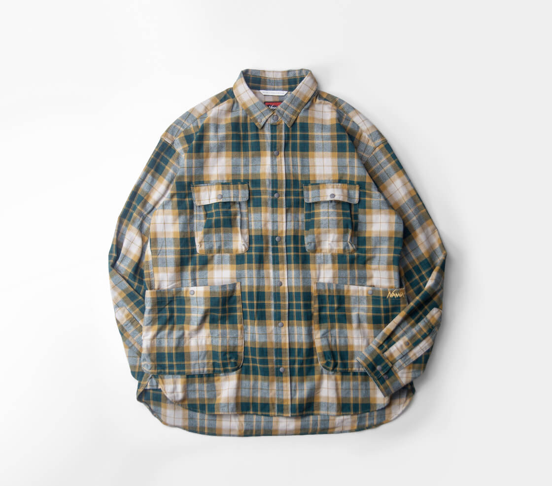 NANGA ナンガ フェードタータンチェック フランネル キャンプシャツ メンズ