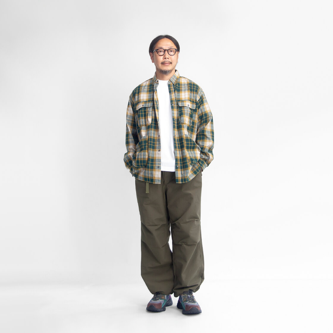 NANGA ナンガ フェードタータンチェック フランネル キャンプシャツ メンズ