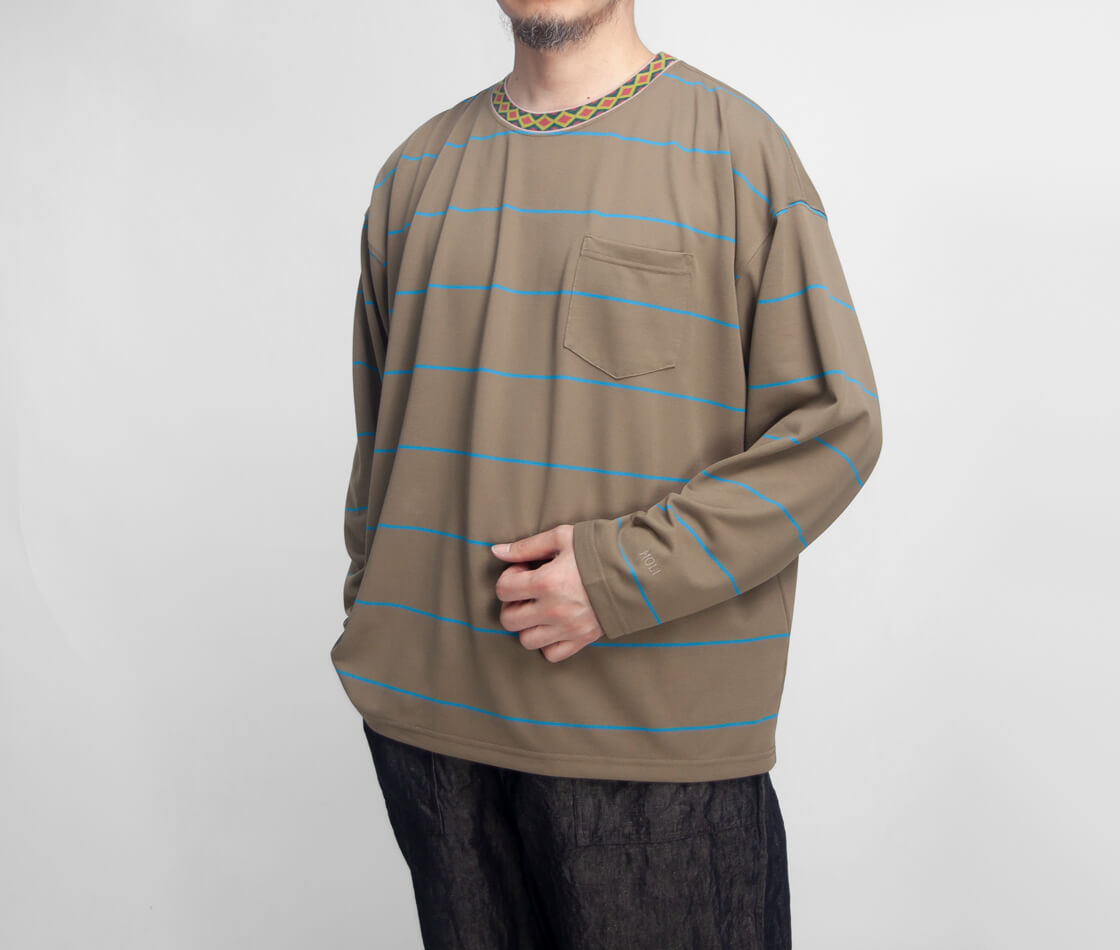 NANGA ナンガ HOLI ホーリー RINGER COLLAR PANEL L/S TEE リンガーカラーパネル長袖Tシャツ ボーダーロンT メンズ