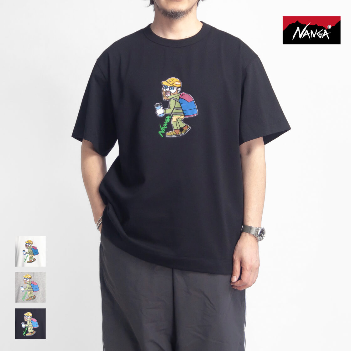 NANGA ナンガ エコハイブリッド アウトドアマン プリントTシャツ メンズ