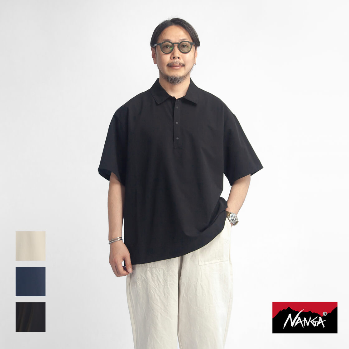 NANGA ナンガ DOTAIR COMFY POLO SHIRT ドットエアコンフィー ポロシャツ メンズ