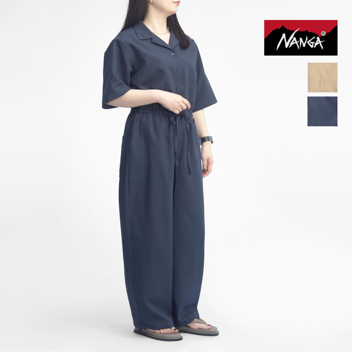 NANGA ナンガ カーゴパンツ ワイド バックサテン レディース