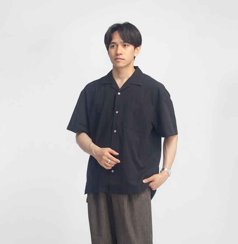 have a good day ハブアグッドデイ ワッシャーシーチング オープンカラー半袖シャツ 日本製 メンズ