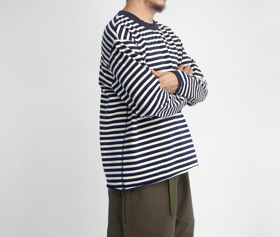 have a good day ハブアグッドデイ HGD-404B KARAKAN 引き揃え天竺 ルーズフィット ボーダー長袖Tシャツ フラットシーマ 日本製 メンズ
