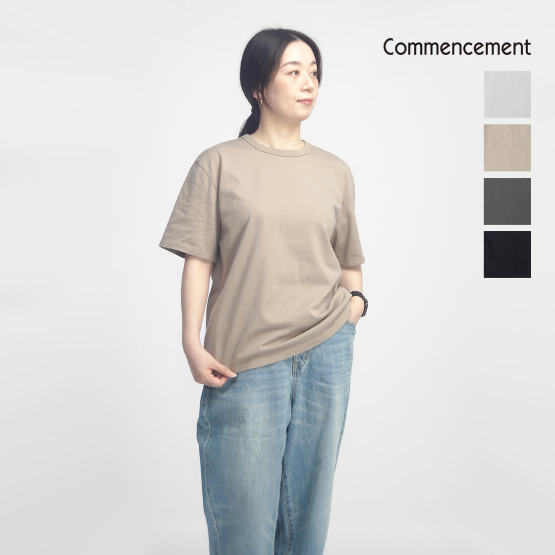 Commencement コメンスメント ベーシック Tシャツ クルーネック 日本製 COM-1 レディース