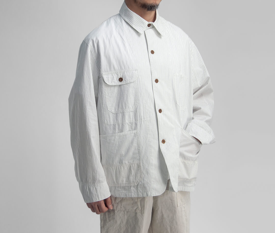 H.UNIT エイチユニット ストライプ シャツオール カバーオール 日本製 メンズ