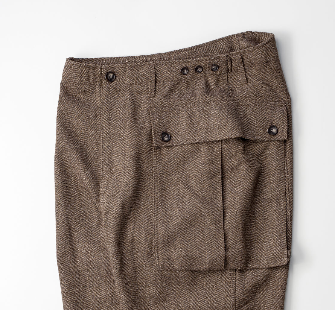 H.UNIT エイチユニット ヘリンボーン テックツイード M-43 カーゴパンツ 日本製 セットアップ対応 メンズ