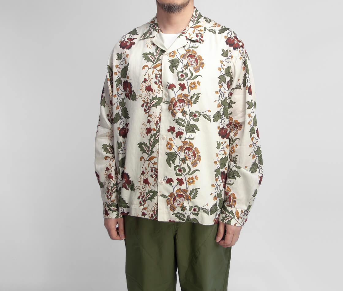 H.UNIT エイチユニット フラワープリント オープンカラーシャツ 総柄 開襟 日本製 メンズ