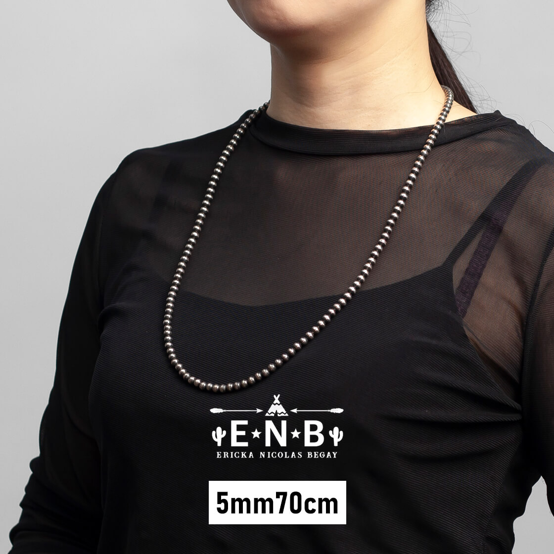 ERICKA NICOLAS BEGAY エリッカ ニコラス ビゲイ 5mm 70cm ナバホパール シルバーネックレス