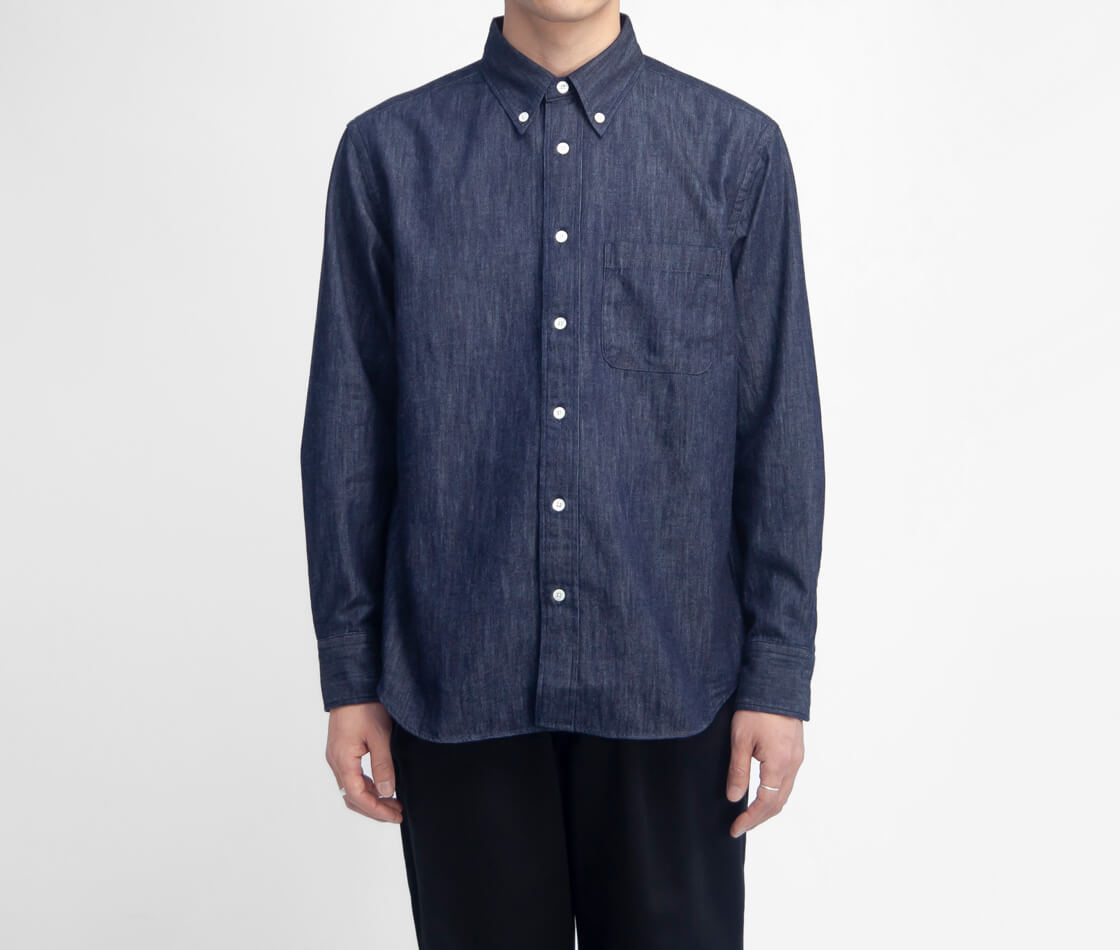 MANUAL ALPHABET マニュアルアルファベット デニムシャツ ONEWASH ボタンダウン Bulging Fit ルーズフィット 日本製 メンズ