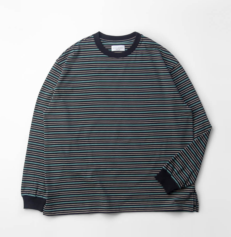 MANUAL ALPHABET マニュアルアルファベット マルチボーダー ワイド長袖Tシャツ ロンT 日本製 メンズ