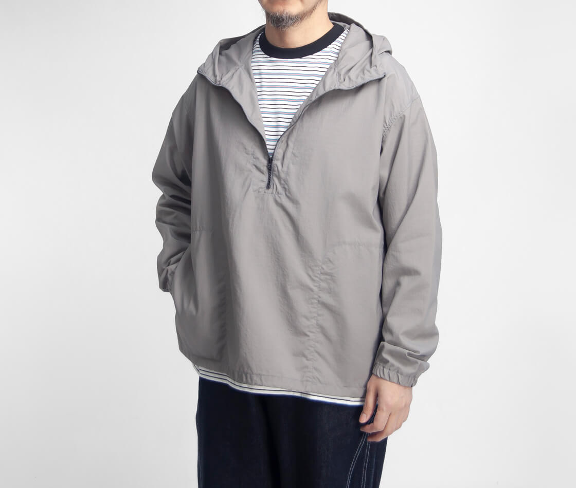 MANUAL ALPHABET マニュアルアルファベット ミックスダイ ナイロン プルオーバー ハーフジップパーカー 日本製 メンズ