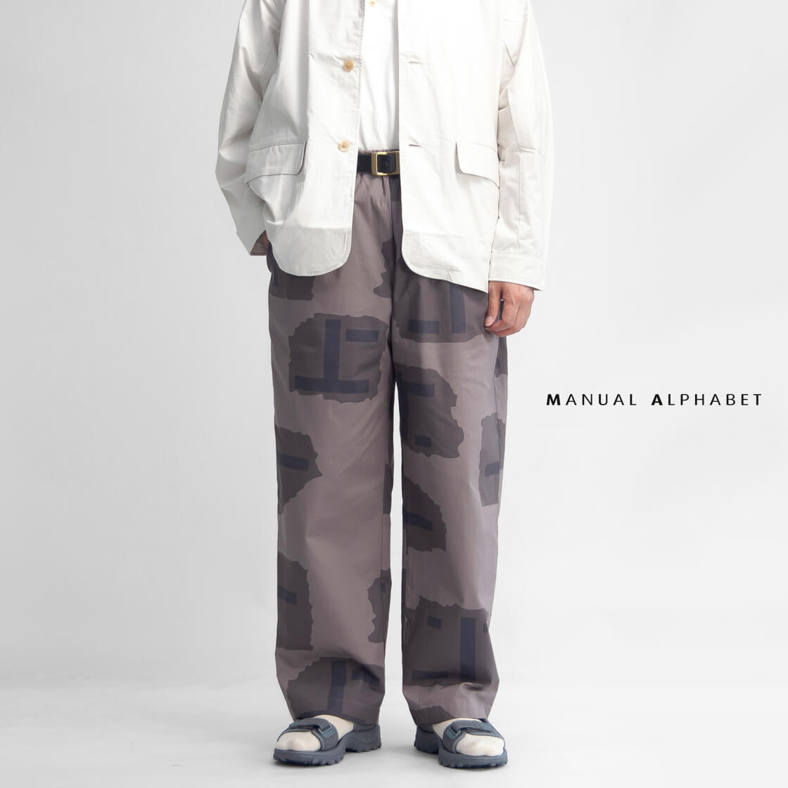 MANUAL ALPHABET マニュアルアルファベット Tパターンカモ リップストップ ワイドイージーパンツ 日本製 メンズ