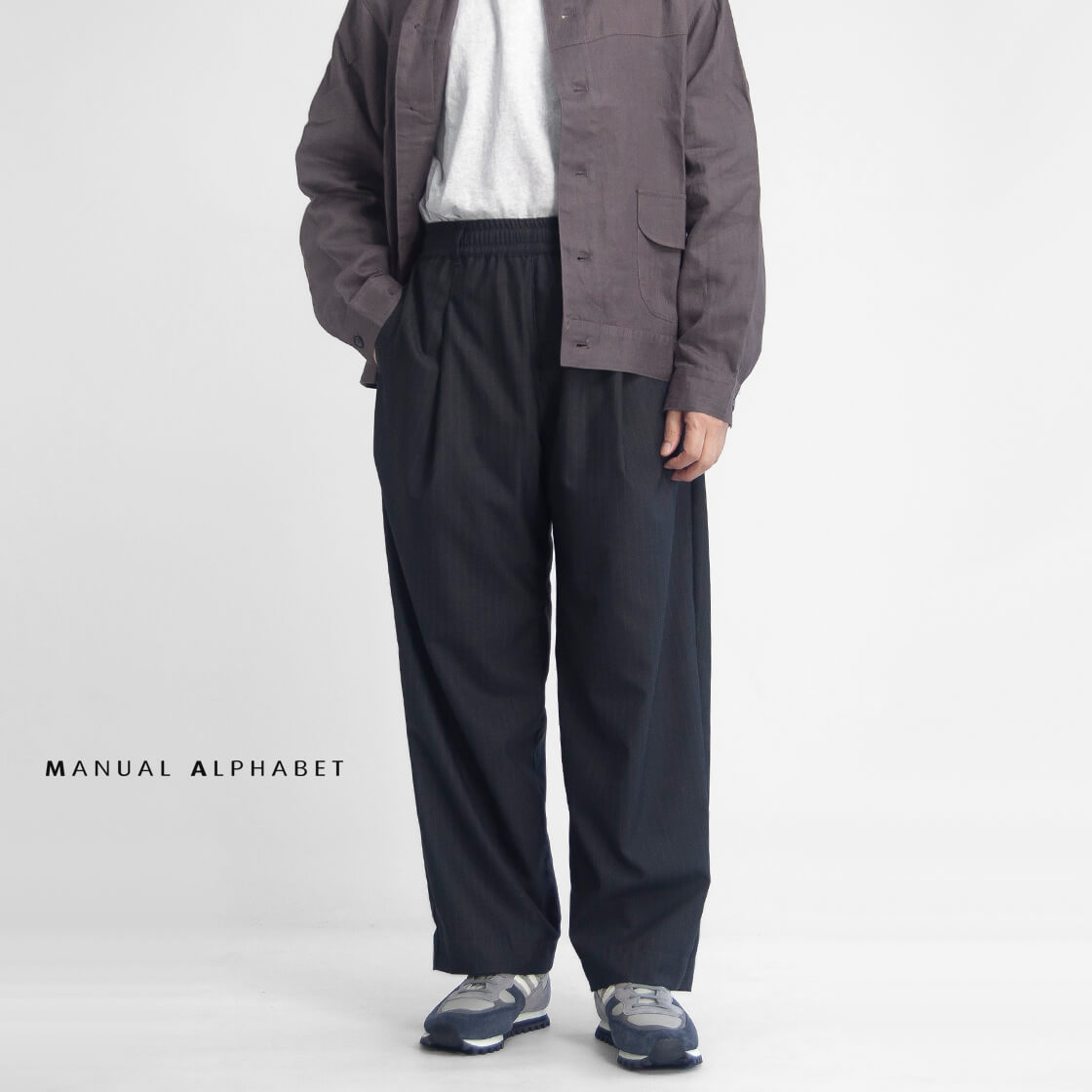 MANUAL ALPHABET マニュアルアルファベット ピンストライプトロピカル ワンタックワイドイージーパンツ セットアップ対応 日本製 メンズ
