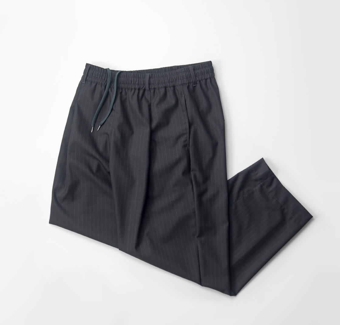 MANUAL ALPHABET マニュアルアルファベット ピンストライプトロピカル ワンタックワイドイージーパンツ セットアップ対応 日本製 メンズ