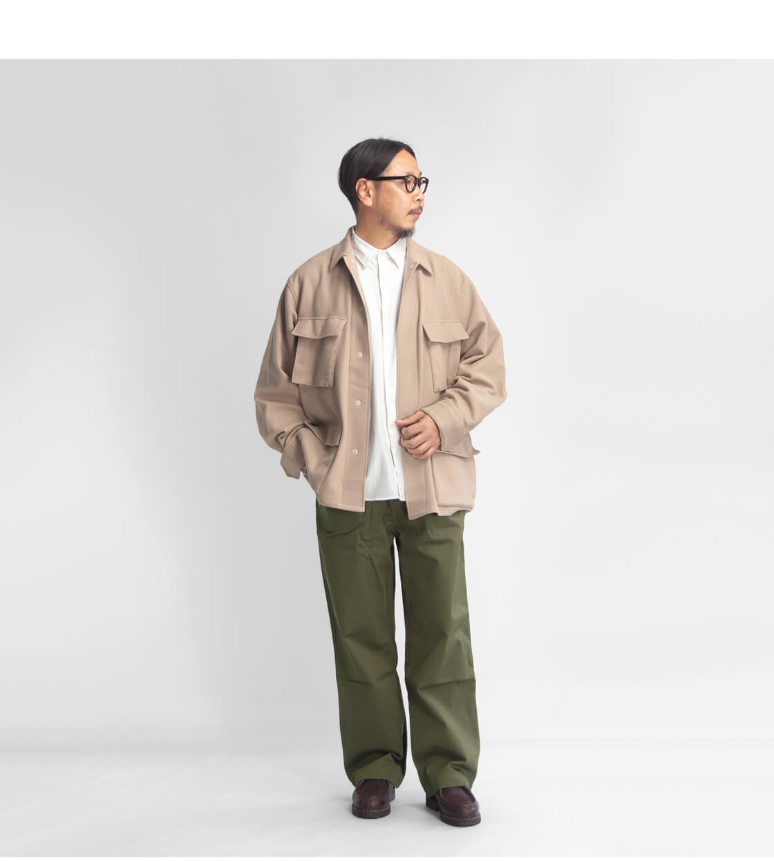 【新品特価】Manual Alphabet ノーカラーJKT　ブラック(M) MANUAL ALPHABET マニュアルアルファベット 綿ビエラ ルーズ