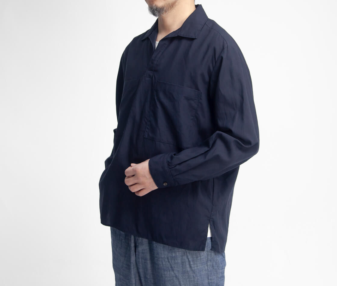 MANUAL ALPHABET マニュアルアルファベット テンセル スラブポプリン スキッパー プルオーバーシャツ 日本製 メンズ