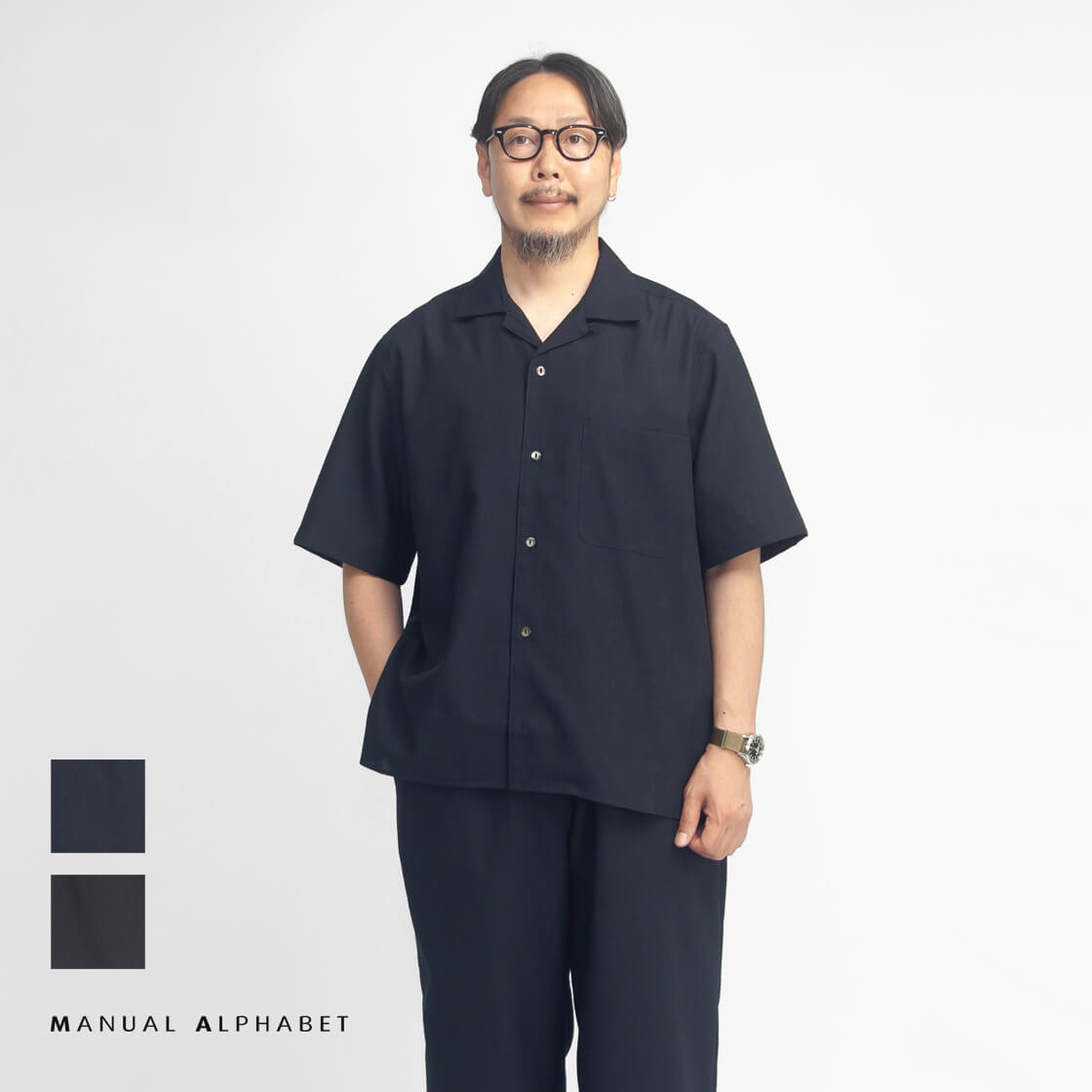 MANUAL ALPHABET マニュアルアルファベット リッチブッチャー オープンカラー半袖シャツ セットアップ対応 日本製 メンズ