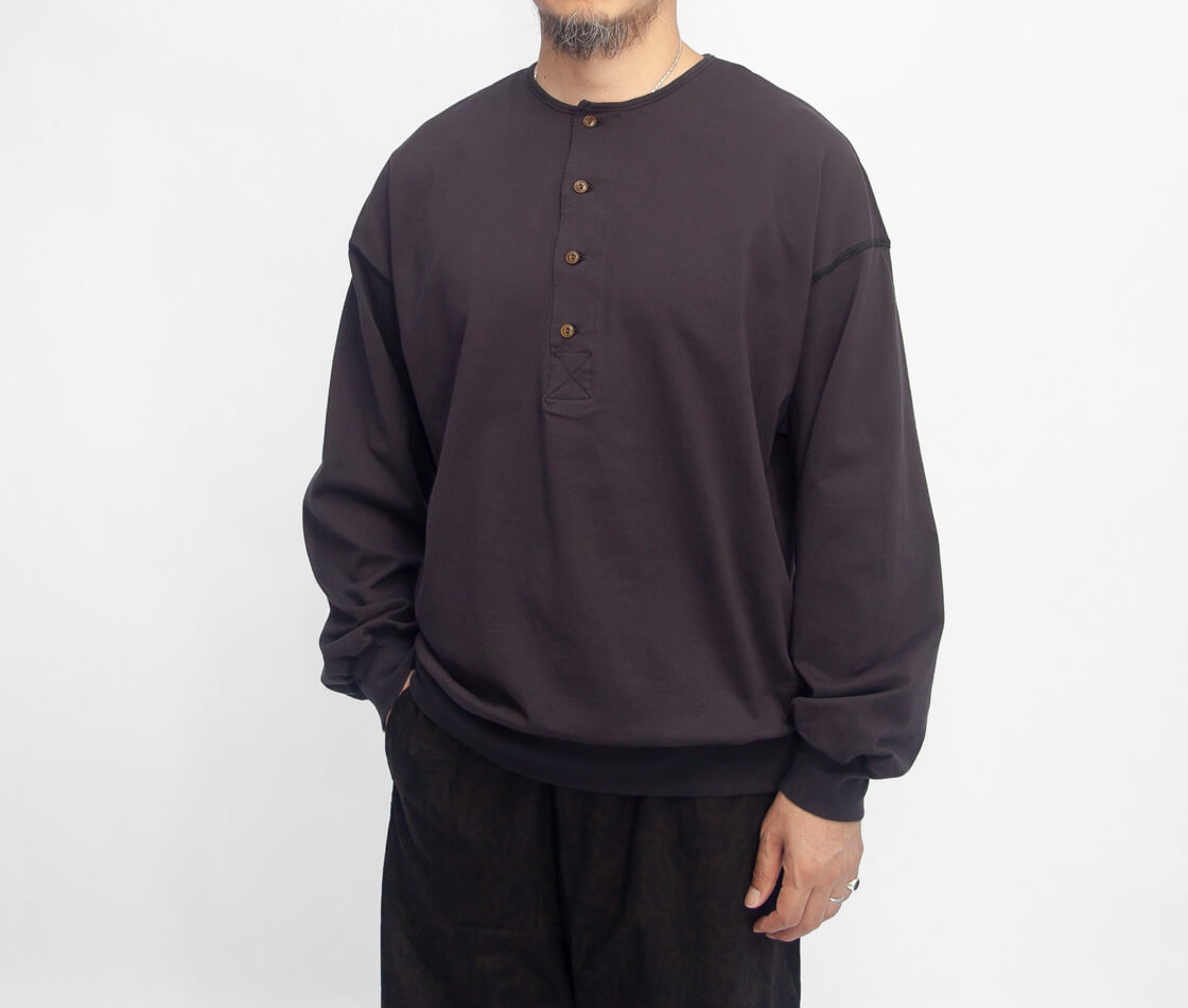 Mared マレッド 40/2天竺 ヘンリーネック リブTシャツ 長袖 ロンT 日本製 メンズ