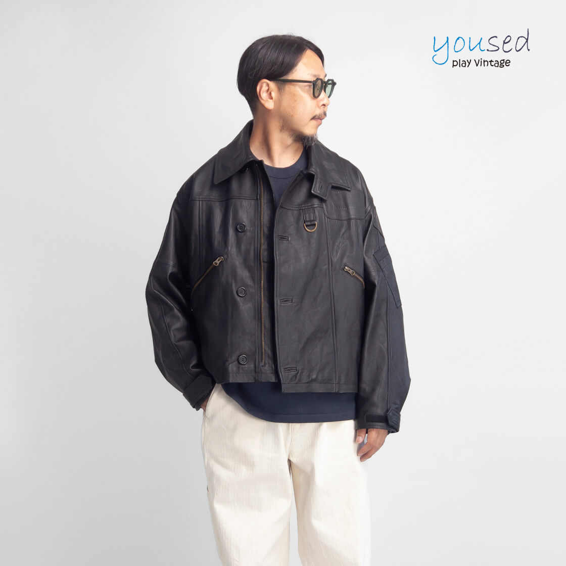 YOUSED ユーズド オールレザー MK-4フライトジャケット 本革 革ジャン リメイク メンズ