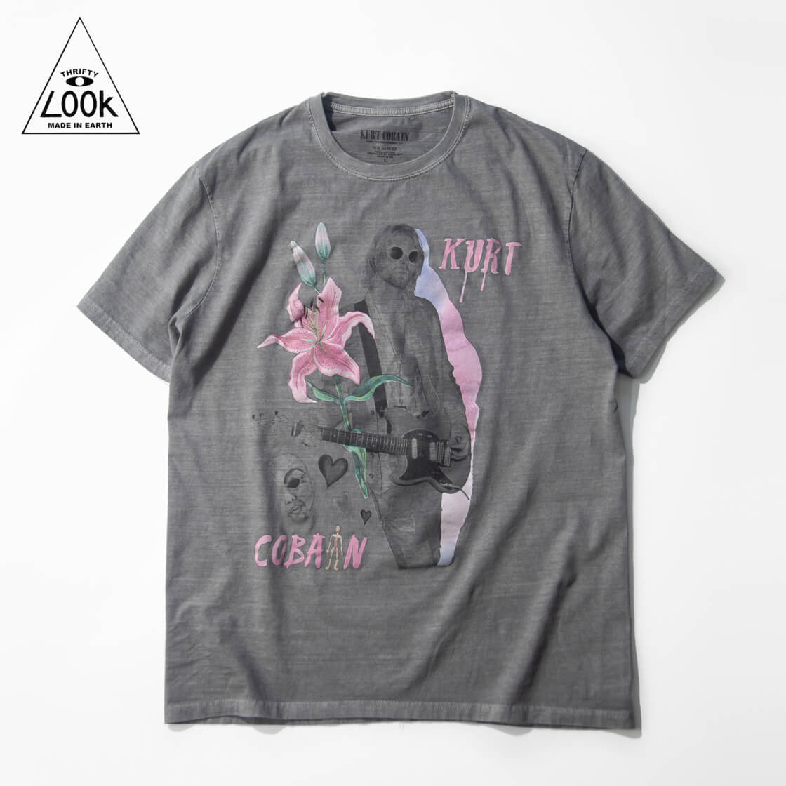 THRIFTY LOOK スリフティールック Kurt Cobain NIRVANA カートコバーン ヴィンテージ加工 プリントTシャツ バンドT