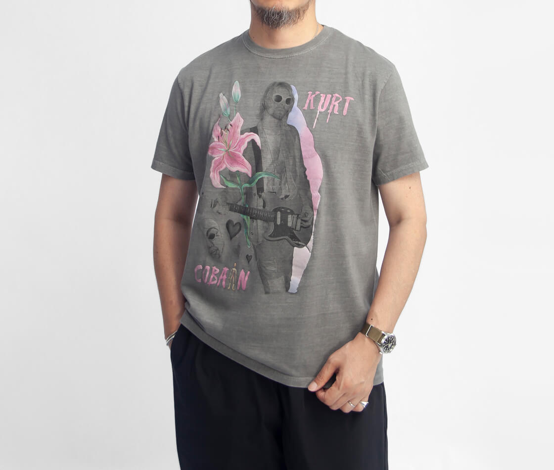THRIFTY LOOK スリフティールック Kurt Cobain NIRVANA カートコバーン ヴィンテージ加工 プリントTシャツ バンドT