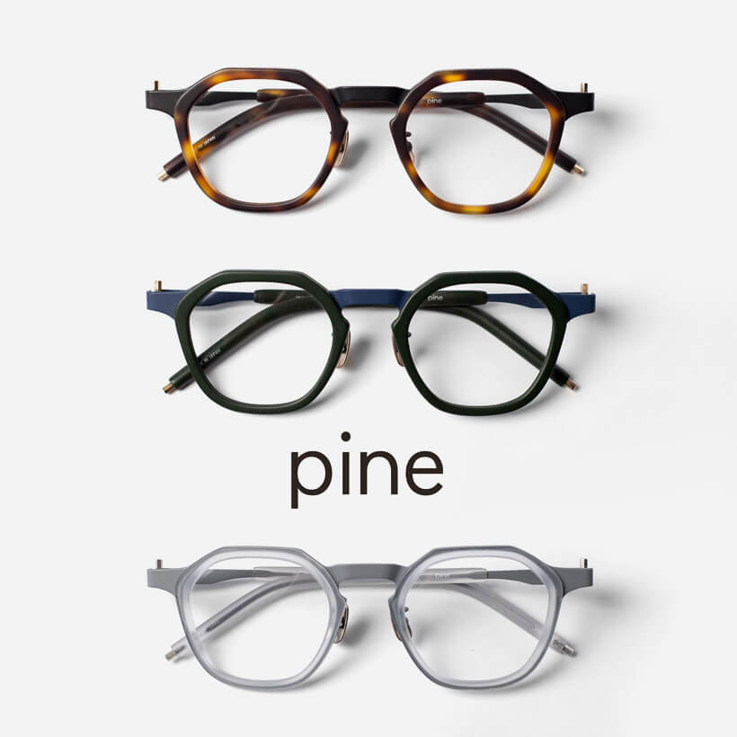 PINE パイン 1062 ヘキサゴンフレーム コンビ 多角形 日本製 鯖江 メガネ 度付き 伊達