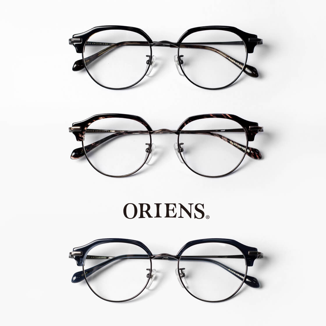 ORIENS オリエンス ボストン型 サーモントフレーム クラウンパント コンビ チタン s2214 日本製 鯖江 メガネ 度付き 伊達