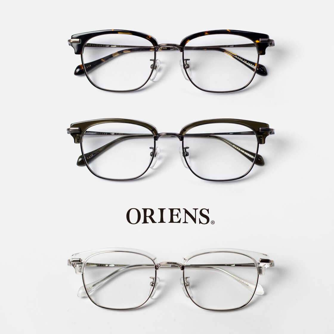 ORIENS オリエンス ウェリントン型 サーモントフレーム コンビ S2215 日本製 鯖江 メガネ 度付き 伊達