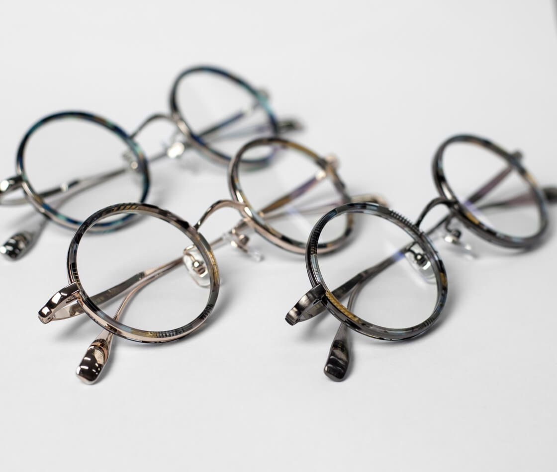 辻眼鏡 国松謹製 ラウンドフレーム コンビ TJ-004 日本製 鯖江 メガネ 度付き 伊達