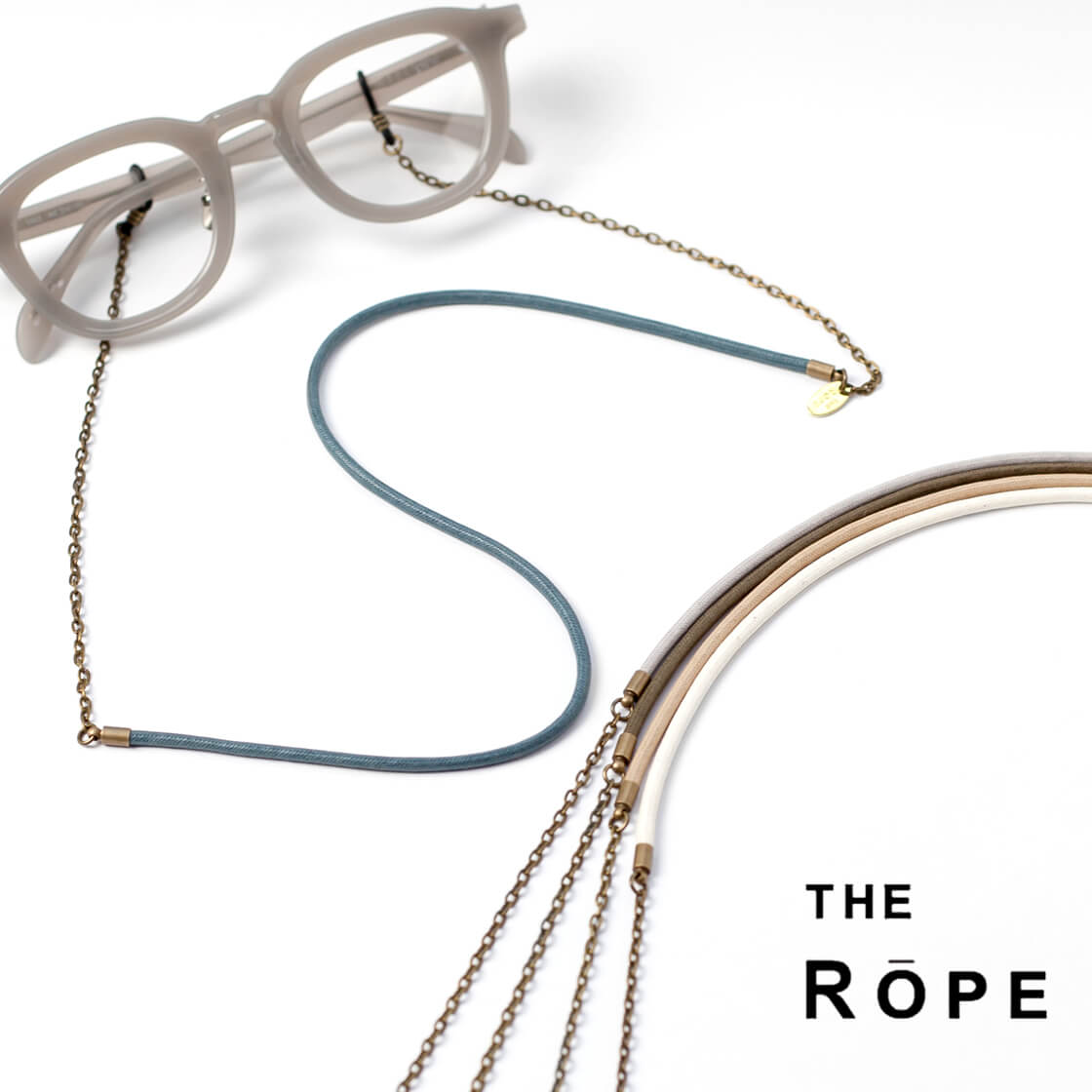 THE ROPE ザ・ロープ グラスコード ワックスコットン 蝋引き メタルチェーン 細め 丸紐 5色 国産 メガネコード 日本製 おしゃれ