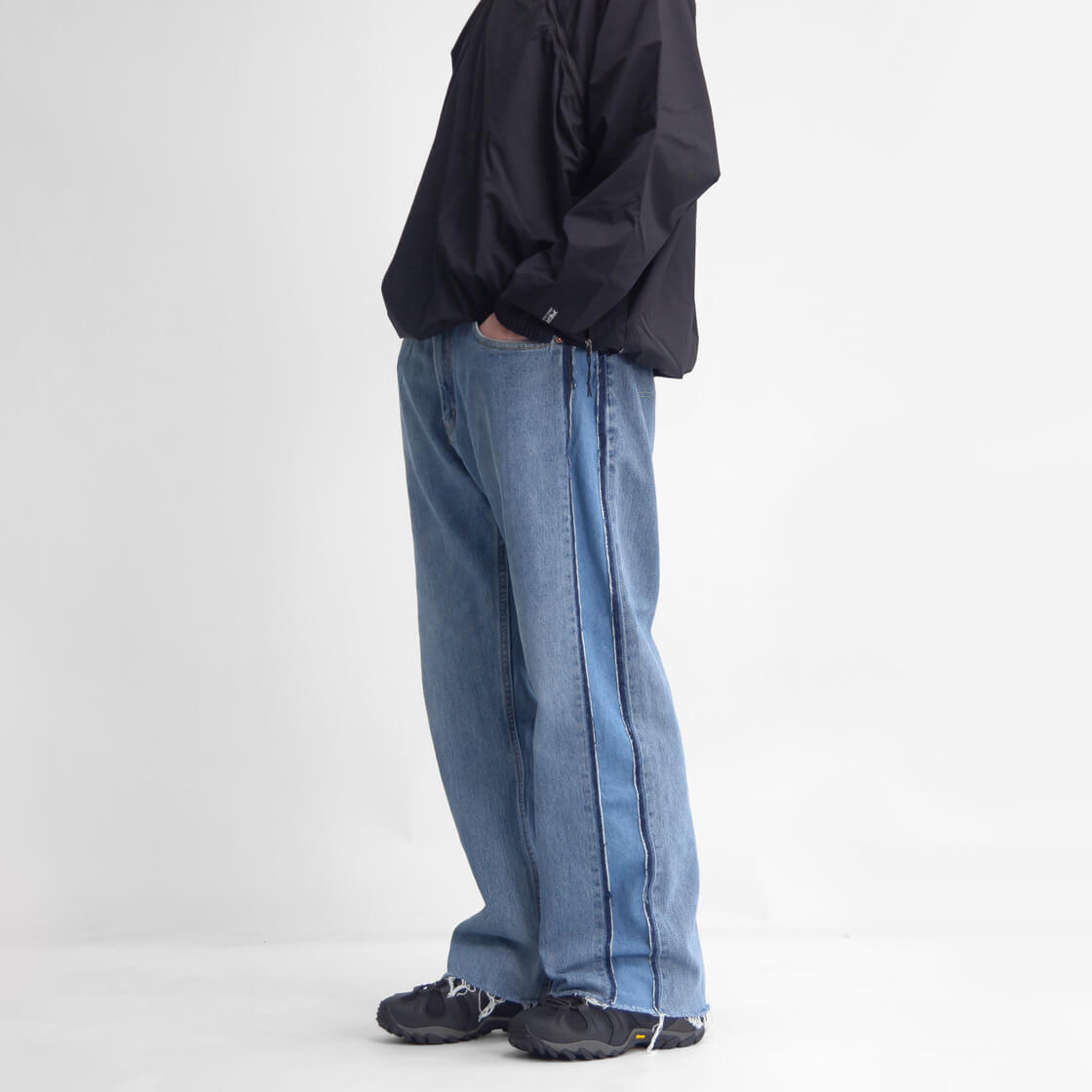 リメイク サイドライン イージーデニムパンツ ジーンズ メンズ