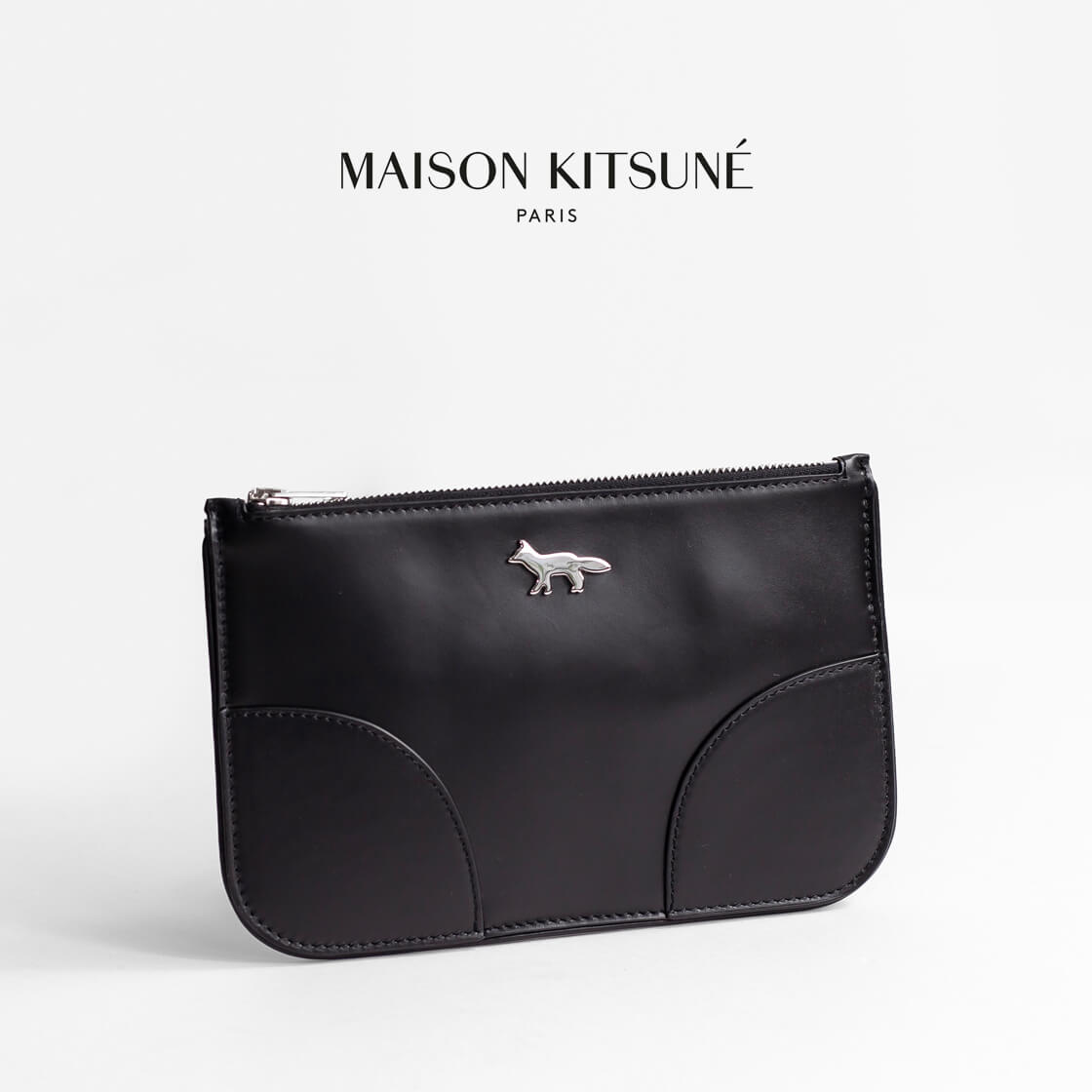 MAISON KITSUNE メゾンキツネ レザー ポーチ BOOGIE ZIPPED POUCH 革 小物入れ レディース