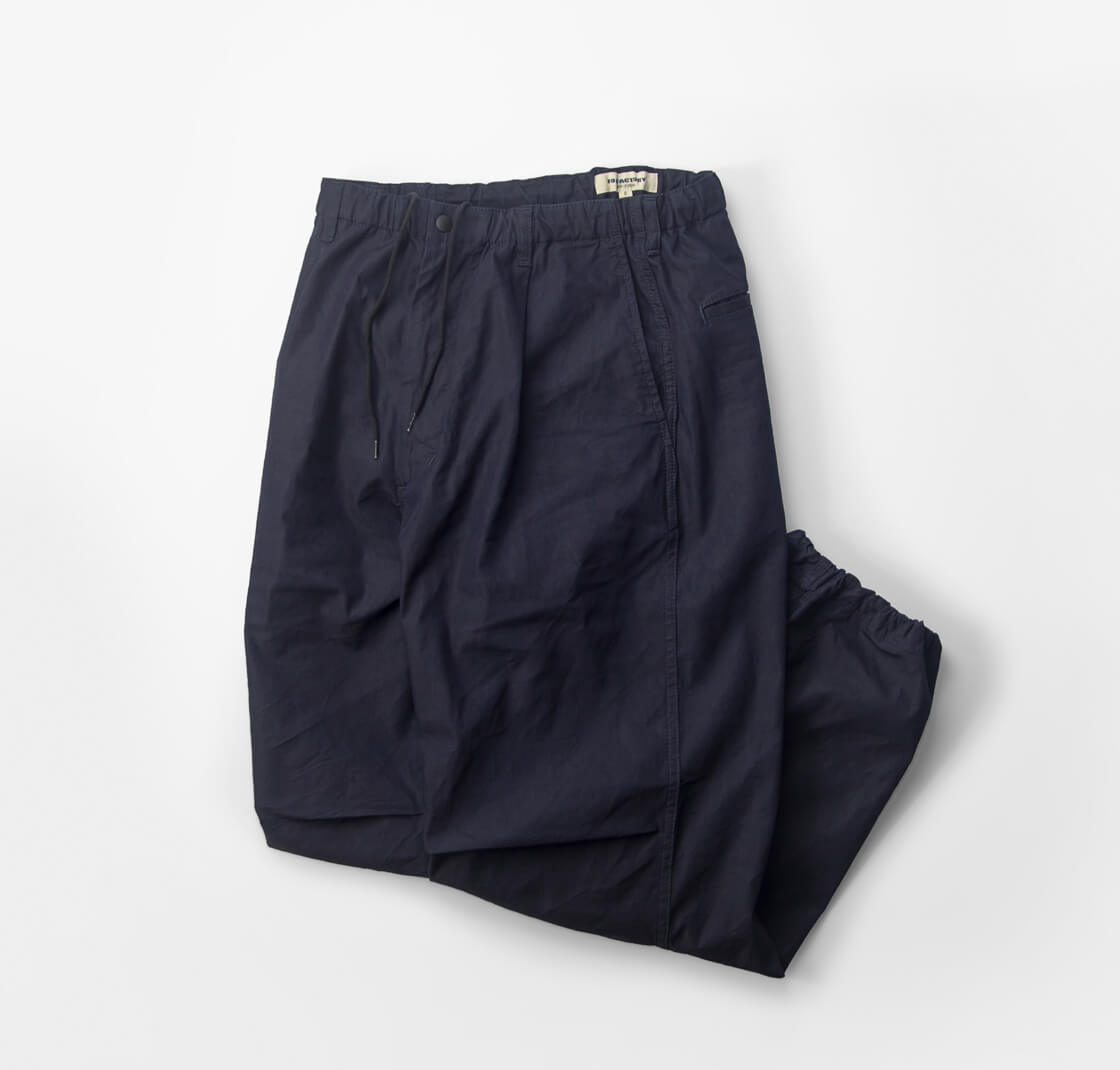 FOB FACTORY FOBファクトリー F0545 インディゴナイロン タックパンツ 裾ドローコード セットアップ対応 日本製 メンズ